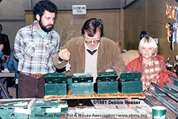 Richard Pfarr judging mice at the MRBA Jan. 4, 1981 show